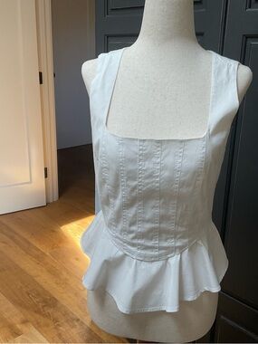 Veronica Beard White Sleeveless Peplum Top